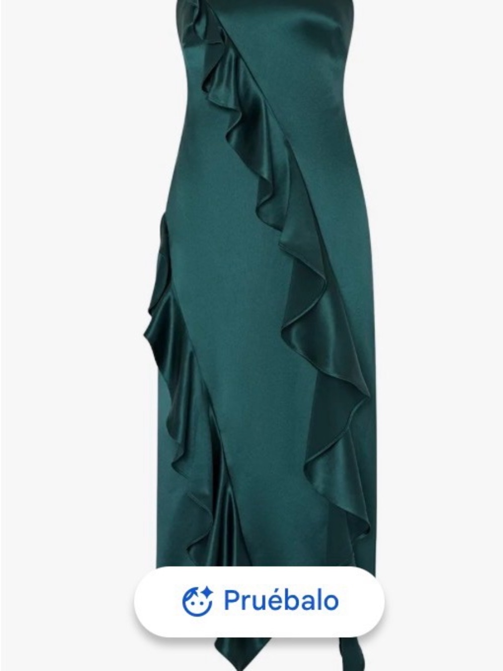Emerald Satin Ruffle Column Dress